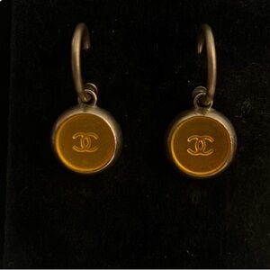Authentic Channel earrings silver gold
